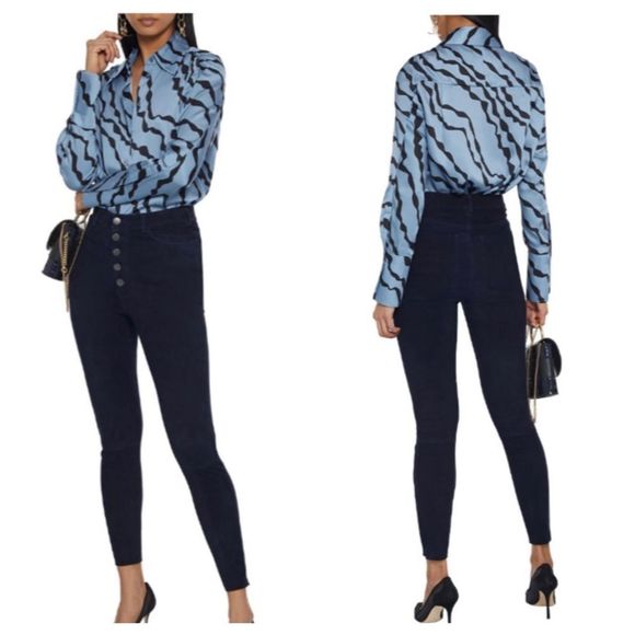 Alice + Olivia Jeans Lambskin Button Fly Pants Sz 8